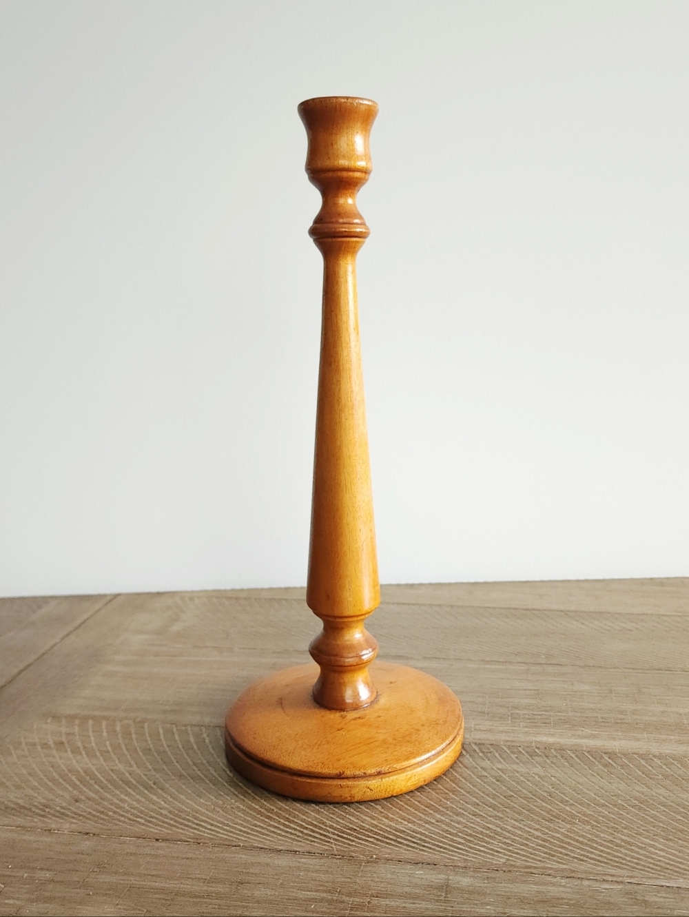 Vintage Turned Wood Candlestick Holder